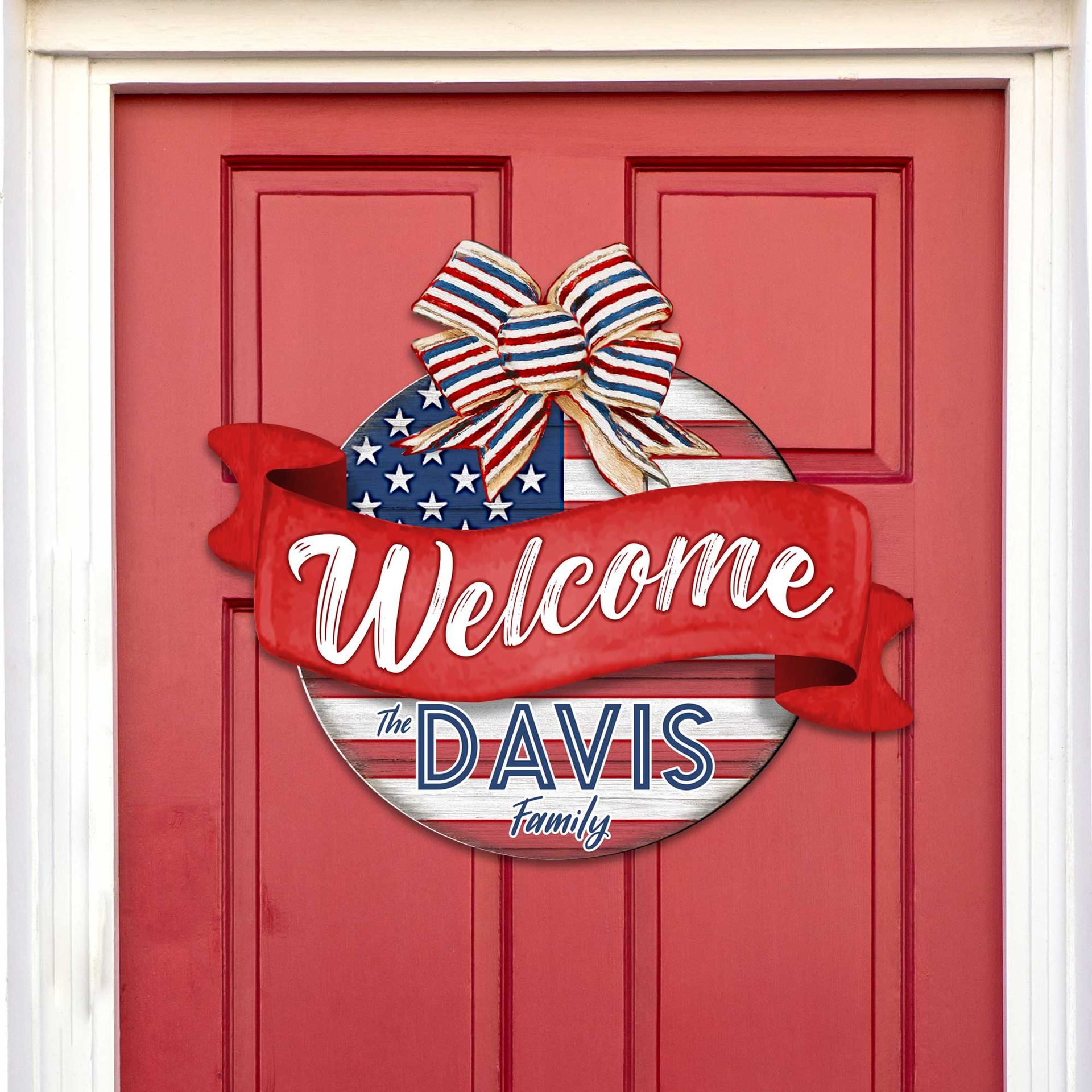 A door welcome sign