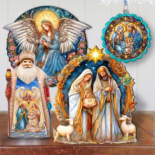 Nativity Ball Wooden Ornaments by Gelsinger | Nativity Holiday Decor - 8023852