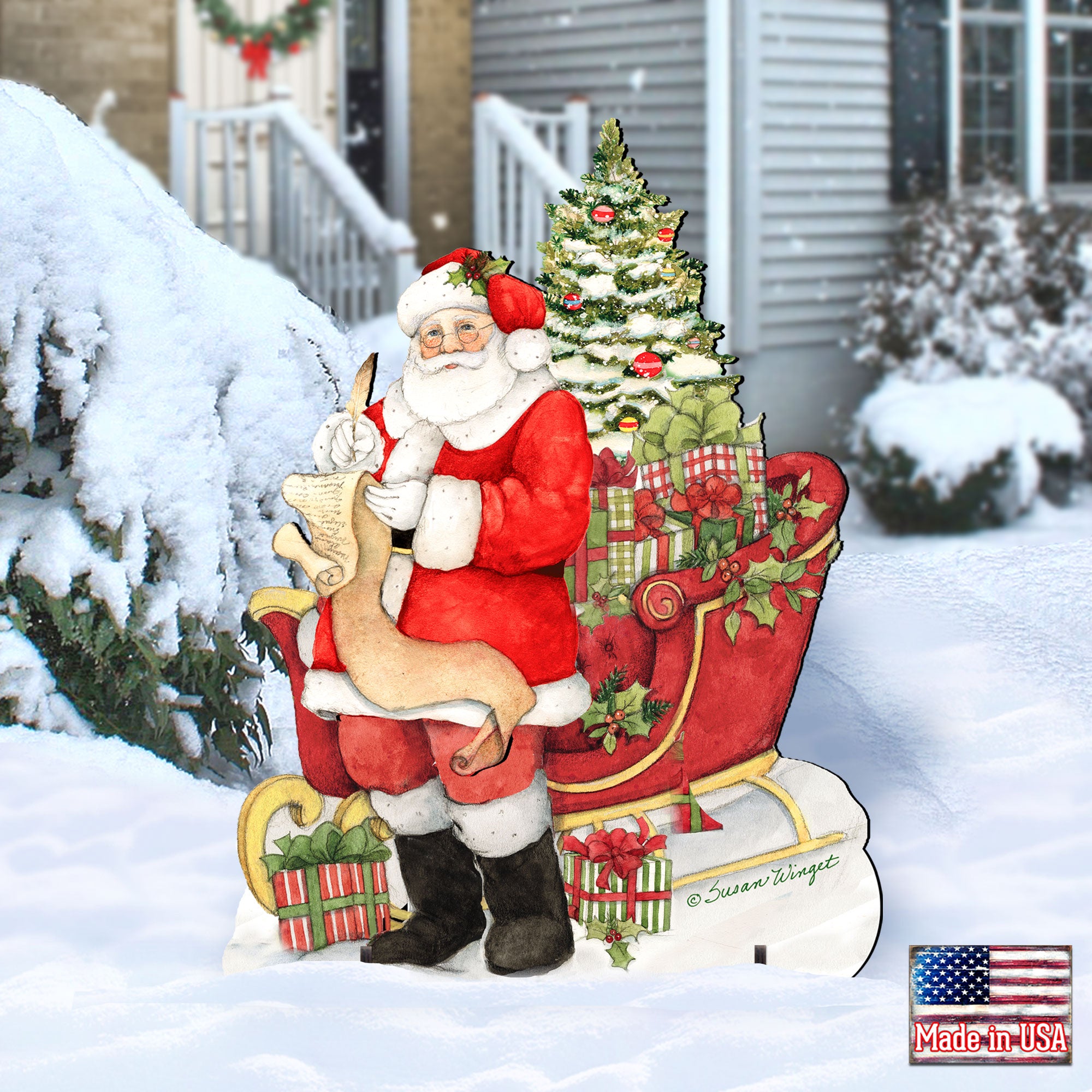 Outdoor Christmas Décor - Dark Night Presents Snowman Wall and on sale Lawn Décor by Susan Winget 8471104F-SW