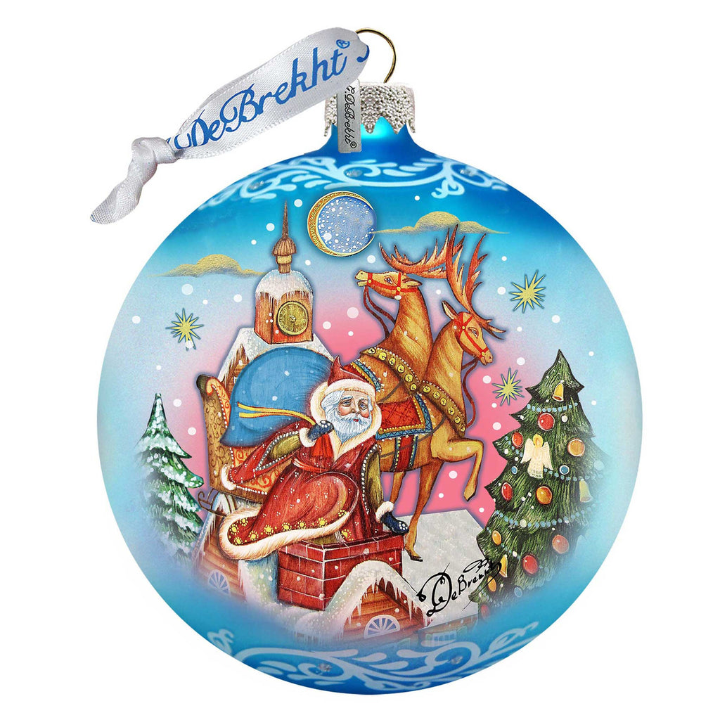 Special Delivery Glass Ornament by G. DeBrekht - Christmas Santa Snowman Decor - 73361