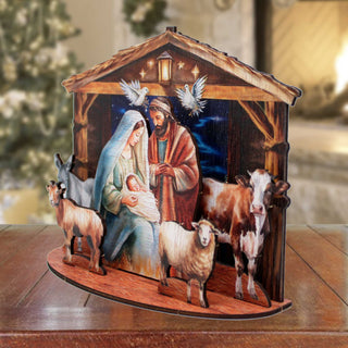 Classic Holy Family Nativity Scene Decorative Village Eco Wood Set by G. Debrekht Nativity Holiday Decor - 852766