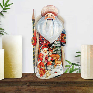 Deer Friend Father Frost Santa Hand-Painted WOODCARVED Masterpiece by G. DeBrekht - Christmas Decor - 241124