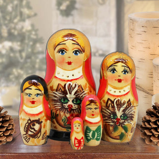 Kitty Cats Matreshka Nesting Hand-Painted Dolls Set of 5 by G. DeBrekht - Christmas Decor - 140074-2
