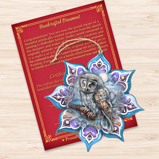 Arctic Owl Snowflake Wooden Ornaments by G. Debrekht - Nature Wildlife Decor - 8688435