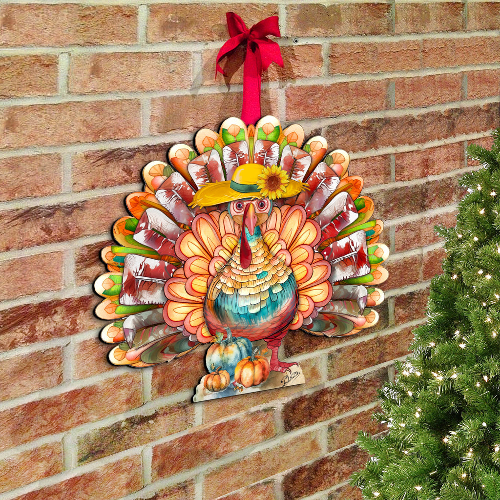 Thanksgiving Turkey Holiday Door Decor by G. Debrekht - Thanksgiving Halloween Decor - 8611055H