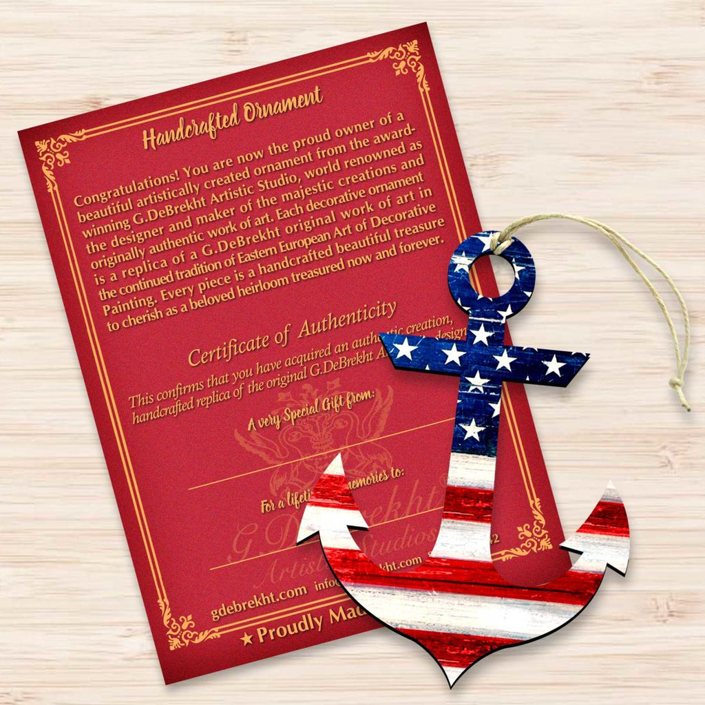 American Flag Anchor Wooden Ornaments - American Patriotic Decor - 8198913