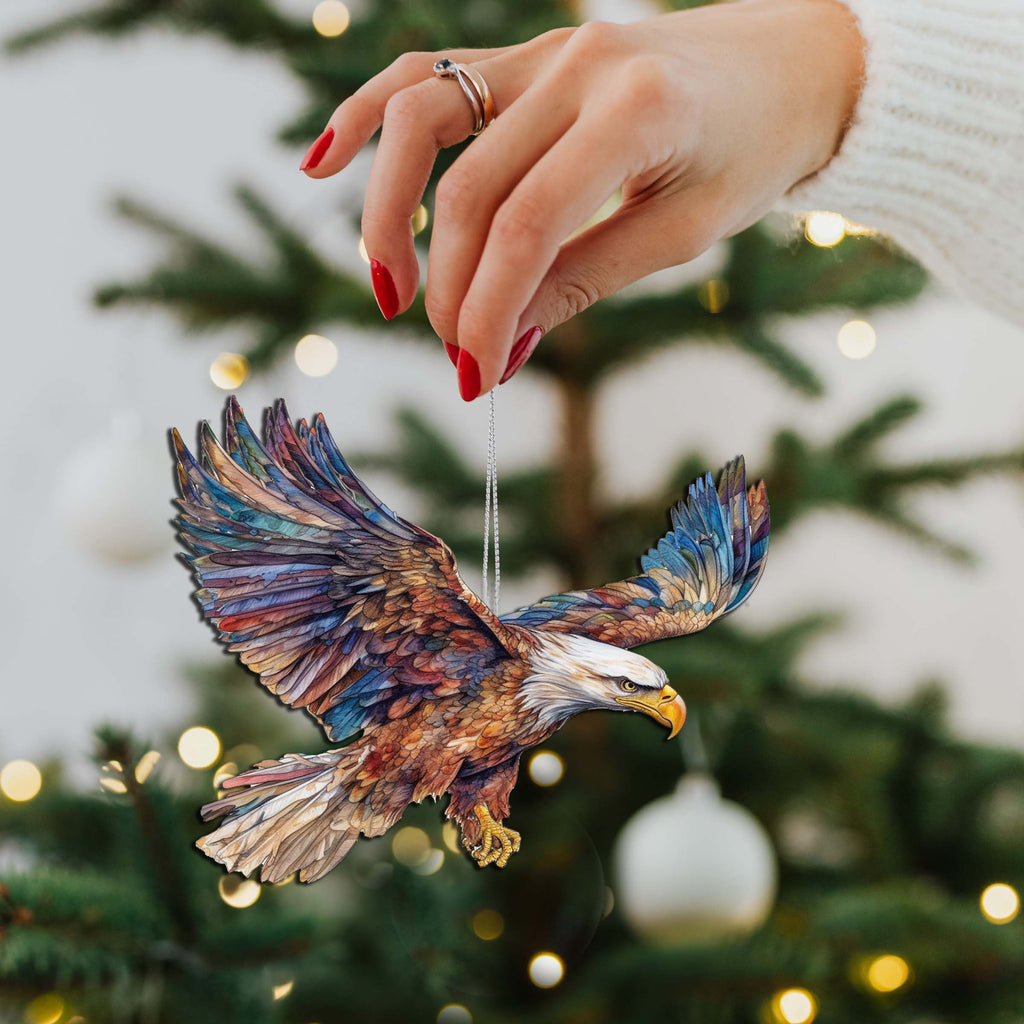 Flying Bald Eagle Wooden Ornaments by G.Debrekht - Wildlife Holiday Decor - 8710101-3