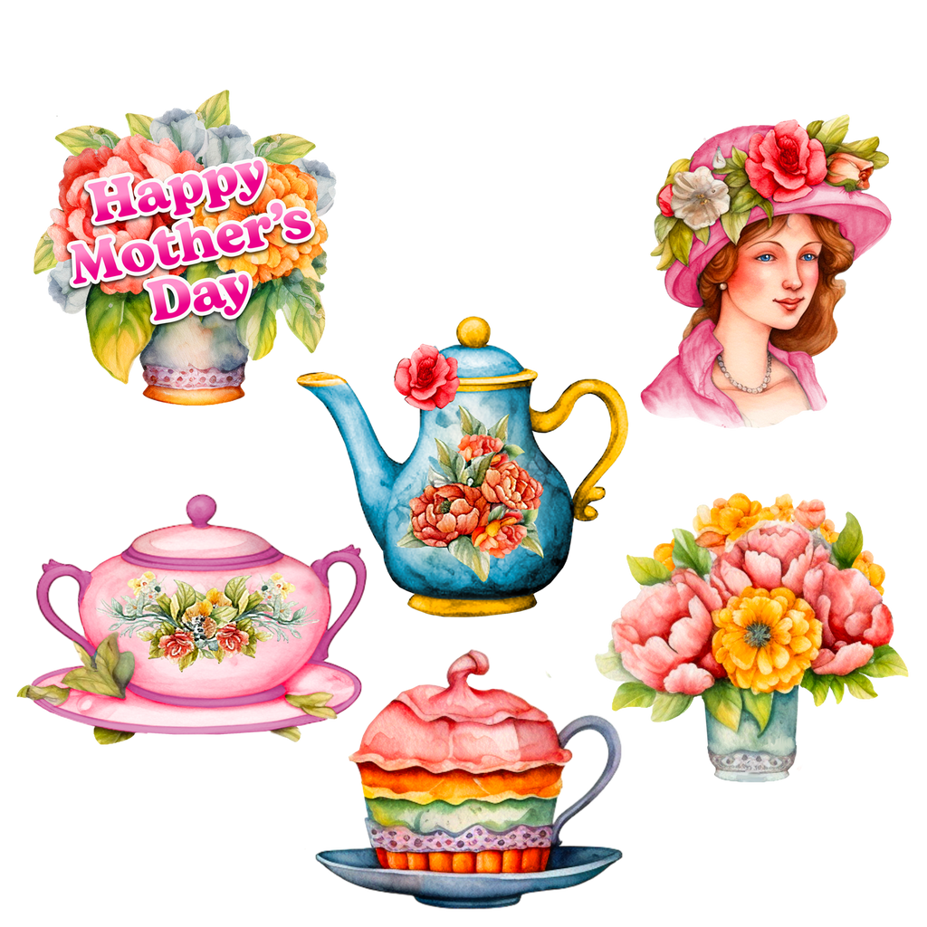 Happy Mother's Day Clip-On Eco Wood Decorative Ornaments Set of 6 by G. Debrekht - Love Family Decor - 8090059C-S6