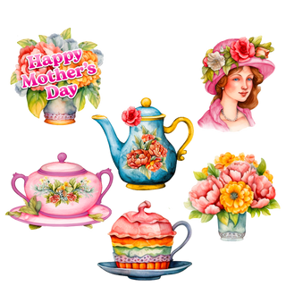 Happy Mother's Day Clip-On Eco Wood Decorative Ornaments Set of 6 by G. Debrekht - Love Family Decor - 8090059C-S6