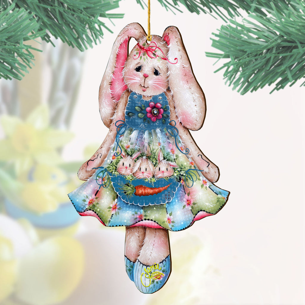 Pocketful of Bunnies Wooden Ornaments by Jamie Mills-Price - Easter Spring Decor - 8457705-MP