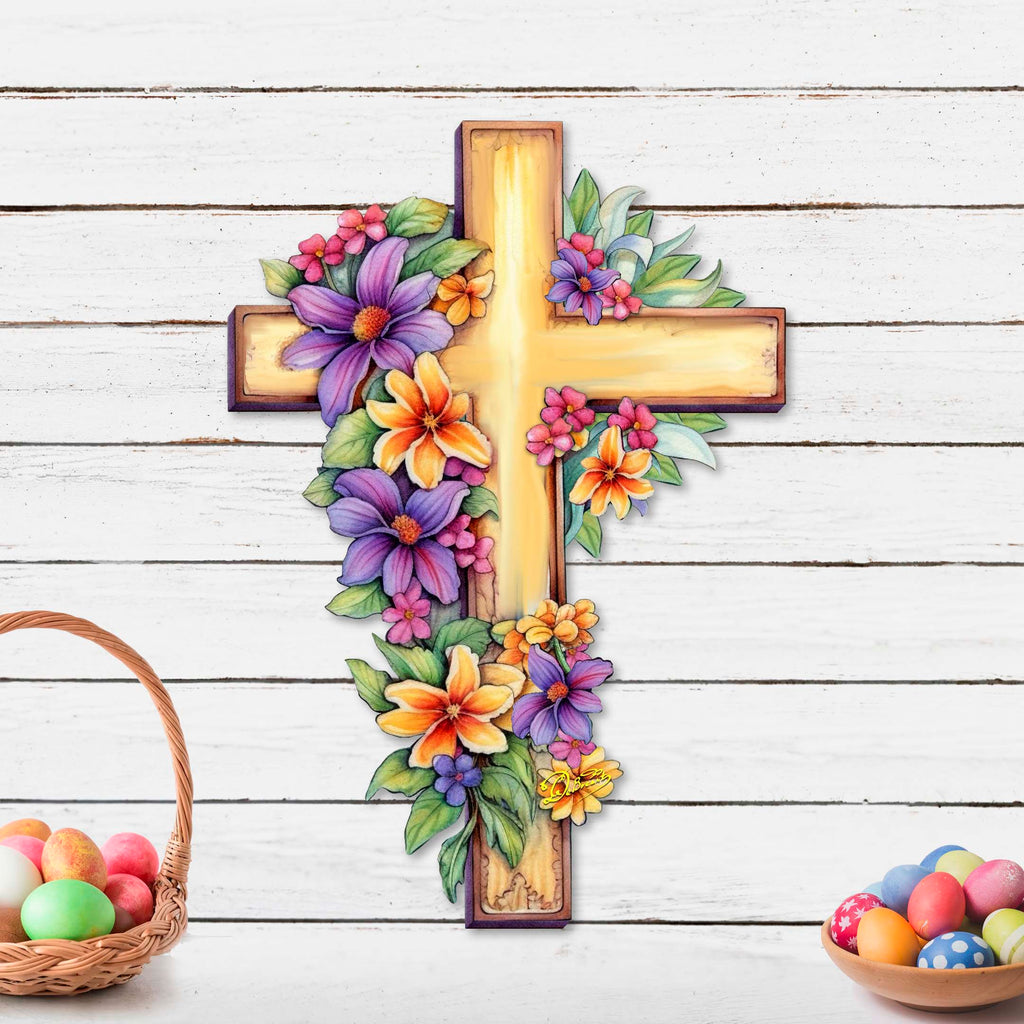 Garden Serenity Cross Holiday Door Decor by G. Debrekht - Easter Spring Decor - 8688168H