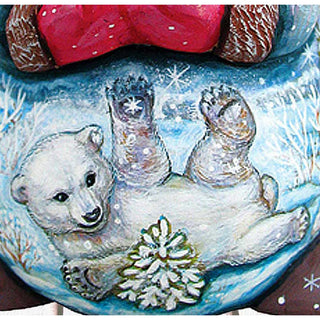 Polar Bear with Bird Santa Hand-Painted WOODCARVED Masterpiece by G. DeBrekht - Wildlife Holiday Decor - 8215883 *** PRE-ORDER - Handmade Just for You! ***