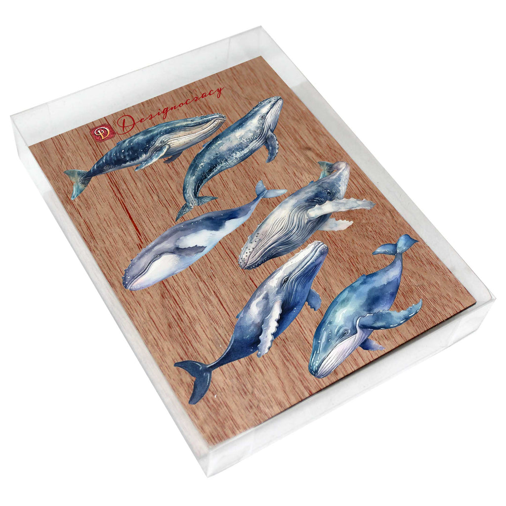 Coastal Giants Humpback Whales Decorative Eco Wood Magnets Set of 6 by G. Debrekht - Wildlife Decor - 8090103G-S6