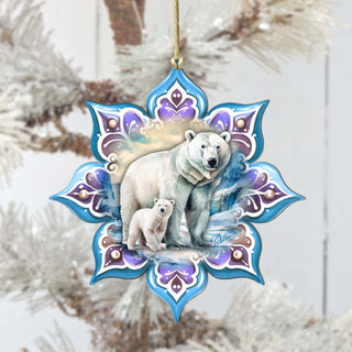Polar Bear Snowflake Wooden Ornaments by G. Debrekht - Nature Wildlife Decor - 8688408
