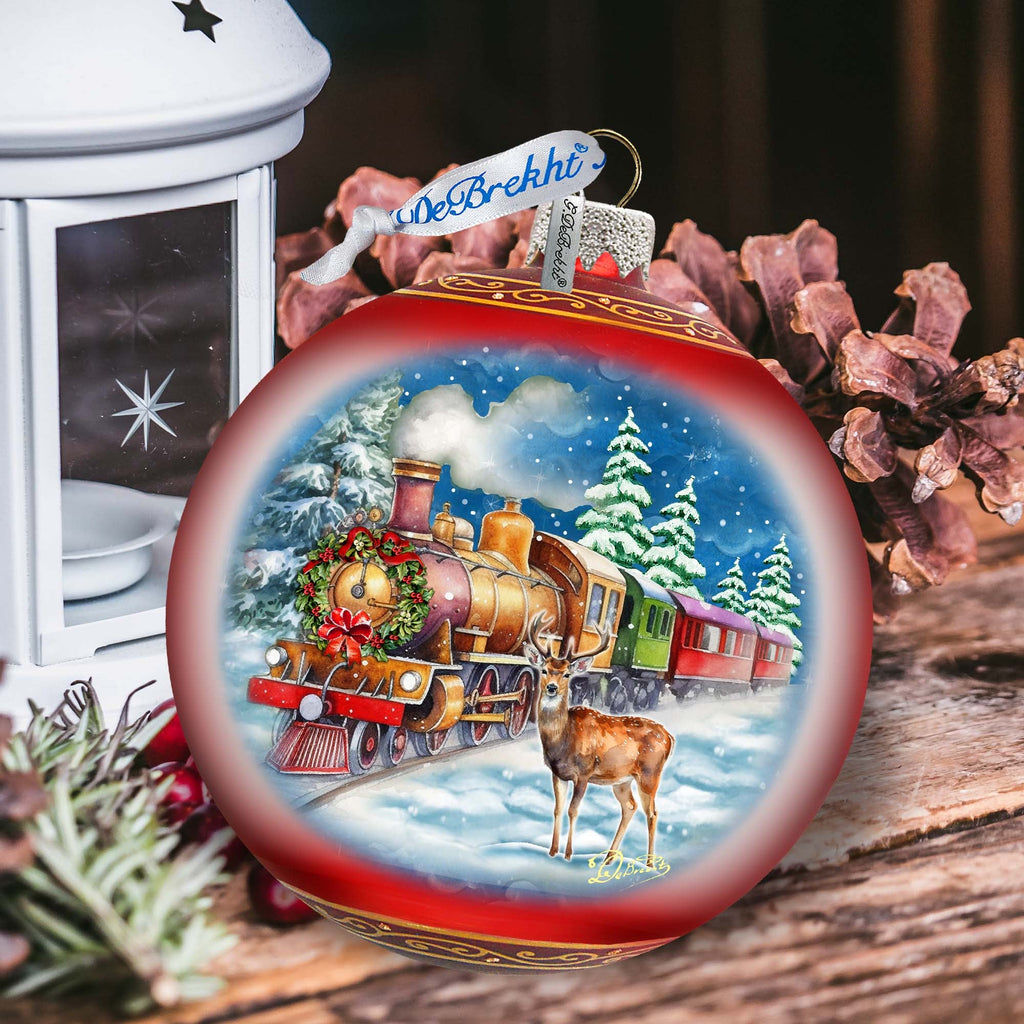 Antler Express Lg Glass Ornament by G.Debrekht - Christmas Holiday Decor - 73946