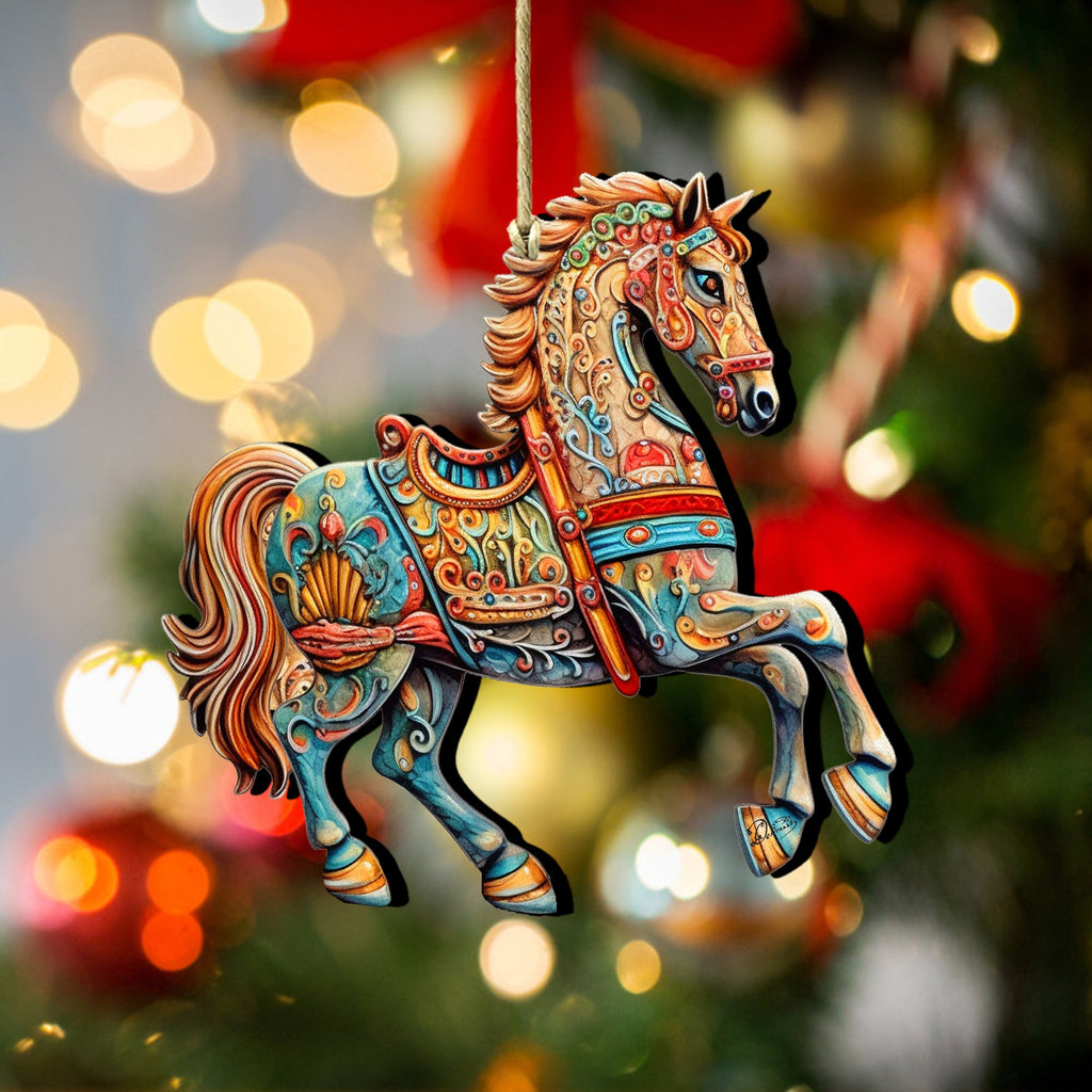 Carousel Horse Wooden Ornaments by G. Debrekht - Christmas Decor - 8100193-2