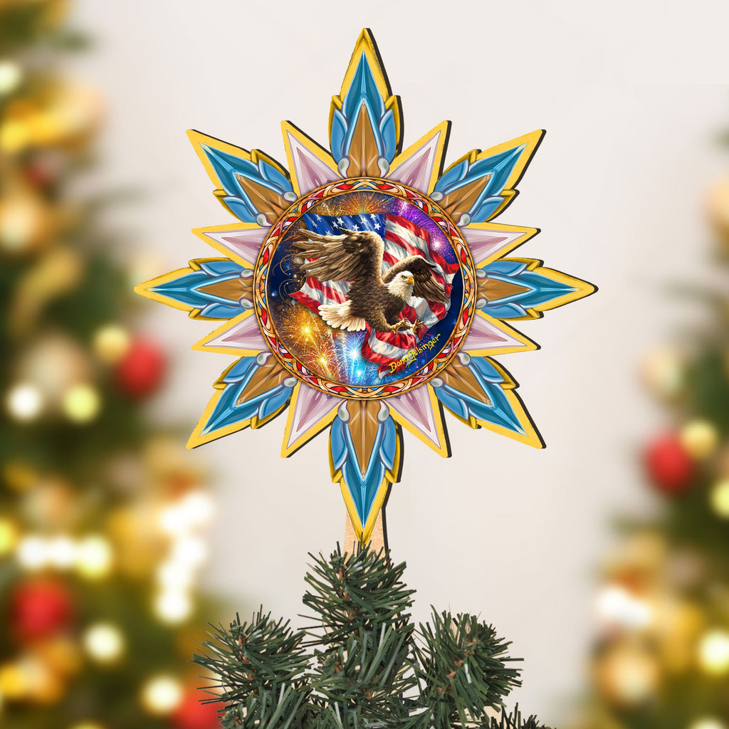 American Patriotic Eagle Tree Topper Wooden Decor by D. Gelsinger -Patriotic Holiday Decor - 89515-DG