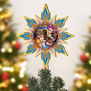 American Patriotic Eagle Tree Topper Wooden Decor by D. Gelsinger -Patriotic Holiday Decor - 89515-DG