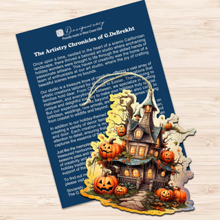 Spooky Houses Decorative Wooden Ornaments of 3 by G. Debrekht - Halloween Decor - 8091007-S3