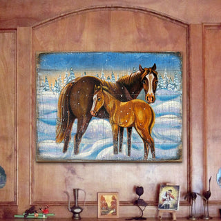Horses Art Wooden Wall Art by Nature Wonders - Nature Wildlife Decor - 95218B