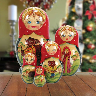 Bear Tale Matreshka Nesting Hand-Painted Dolls Set of 5 by G. DeBrekht - Wildlife Holiday Decor - 120055