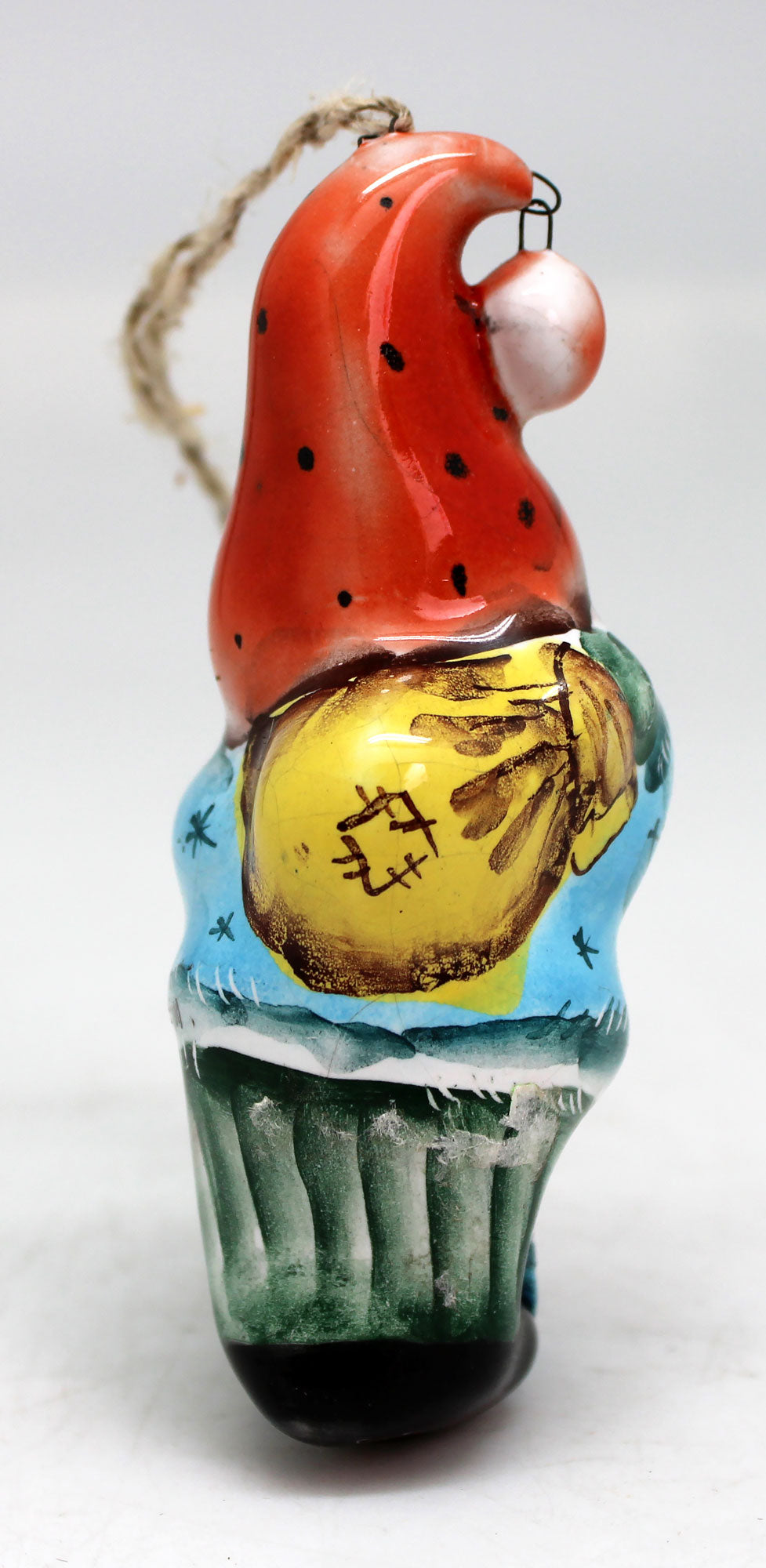 One-of-a-Kind Little Gnome Unique Hand Painted Porcelain Holiday Ornament 3.5