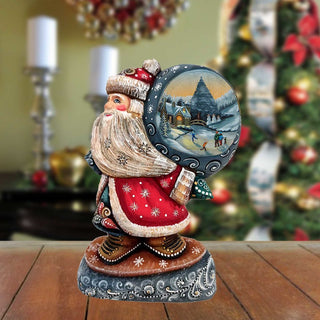Father Frost's Ice Rink Sack Santa Hand-Painted WOODCARVED Masterpiece by G. DeBrekht - Christmas Decor - 8204012 *** PRE-ORDER - Handmade Just for You! ***