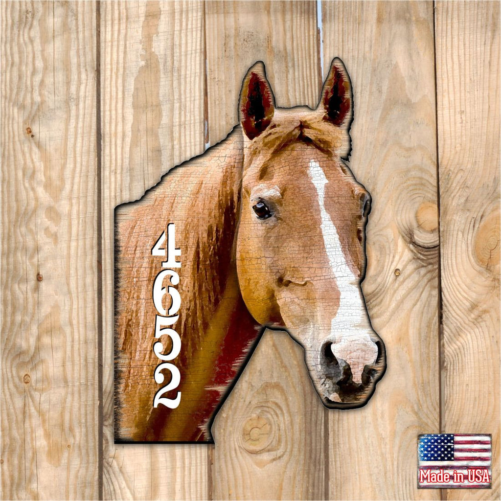 Horse Wooden Custom House Number Sign - Nature Wildlife Decor - Handcrafted Wooden Handcrafted Wooden Address Sign - MA98160