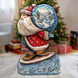 Winter Landscape Sack Santa Hand-Painted WOODCARVED Masterpiece by G. DeBrekht - Christmas Decor - 8204016 *** PRE-ORDER - Handmade Just for You! ***