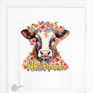 Front door welcome sign Hello Summer Front porch Summer wreath Main entrance banner Flowers Welcome sign - Wooden front porch decor - 933111H