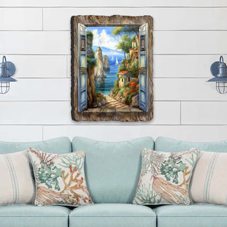 Seaside Town Window Wall Art by G. DeBrekht Coastal Decor - 8492105W