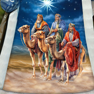 Three Kings Santa Hand-Painted WOODCARVED Figurine by G. DeBrekht - Nativity Holiday Decor - 8209018