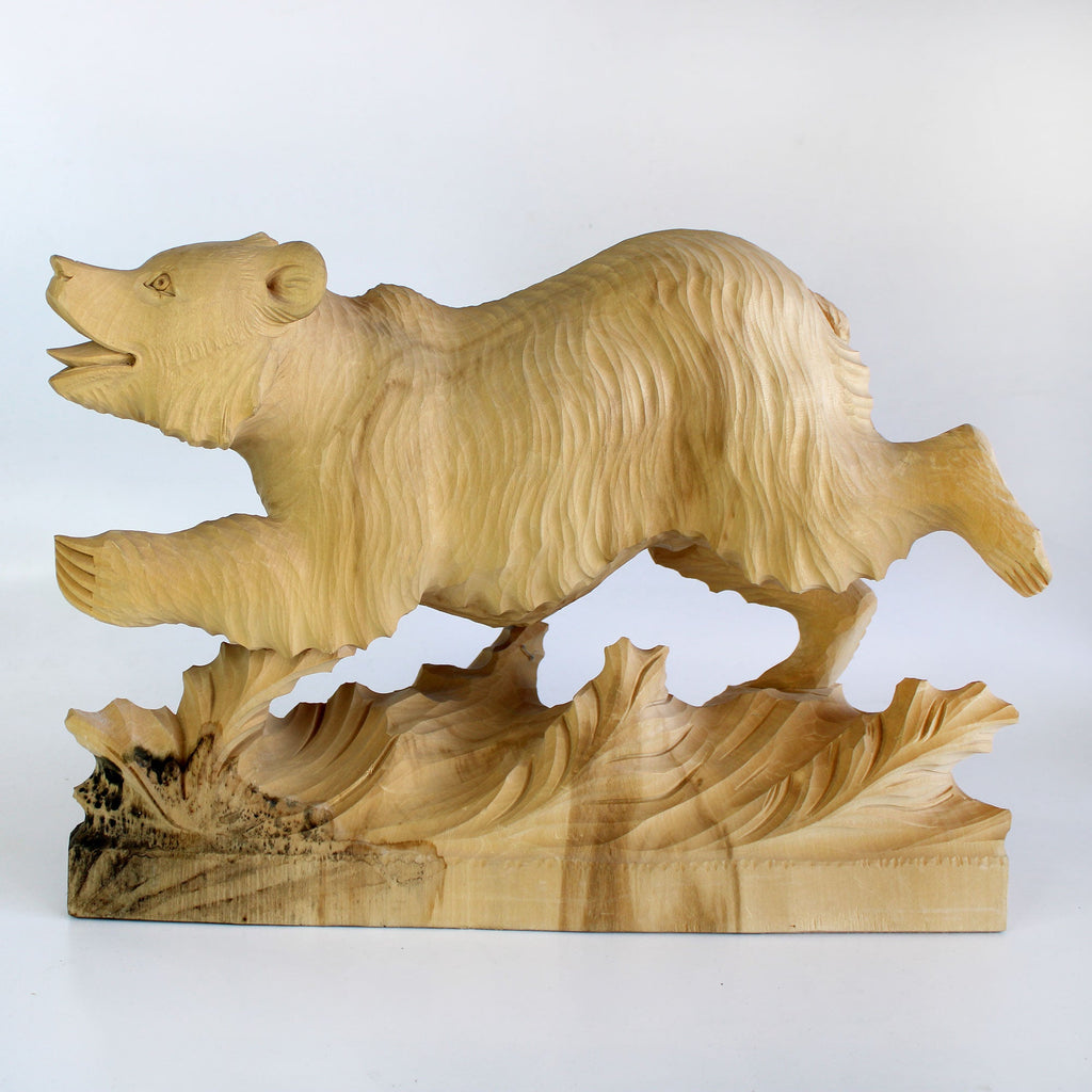 One-of-a-Kind Running Bear Wood Carved Figurine 10