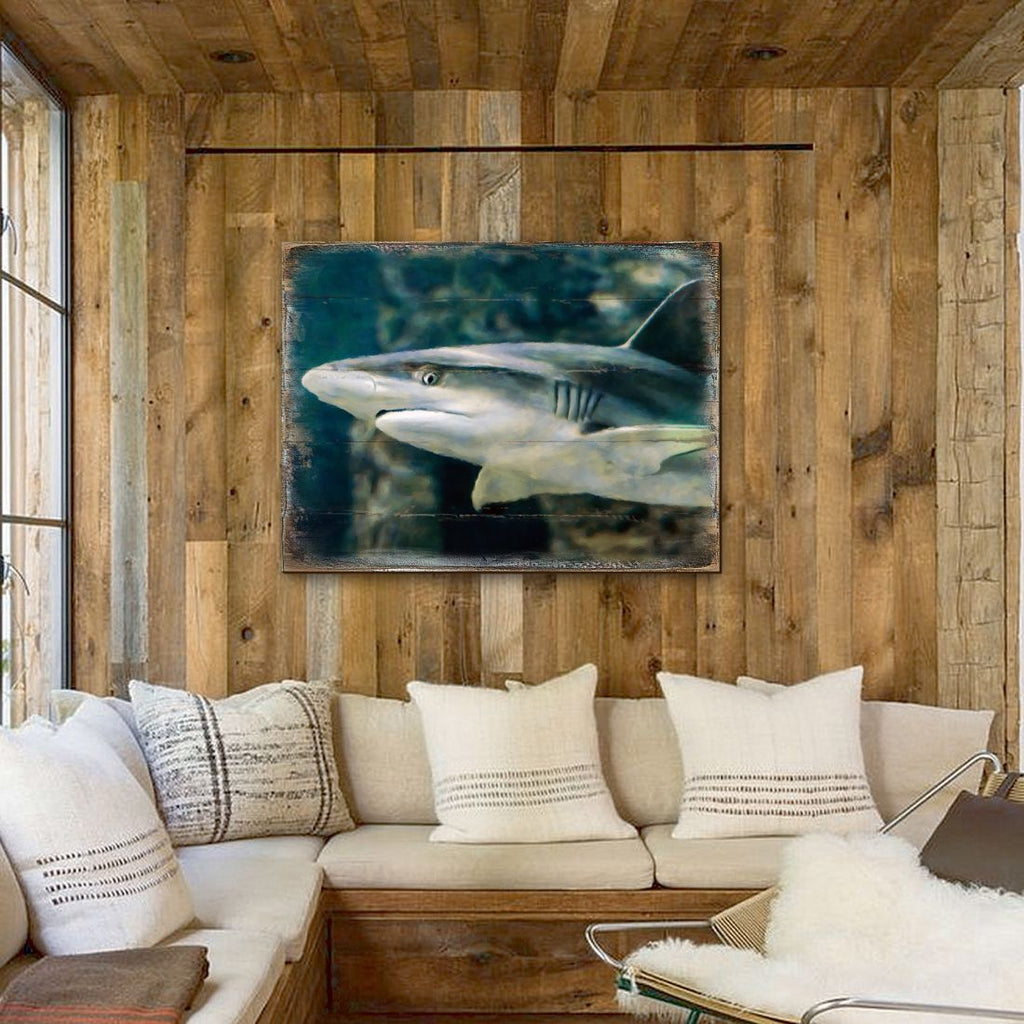 Zindanlari Shark Wooden Coastal Wall Art by Nature Wonders - Coastal Sea-Life Decor - 95324B
