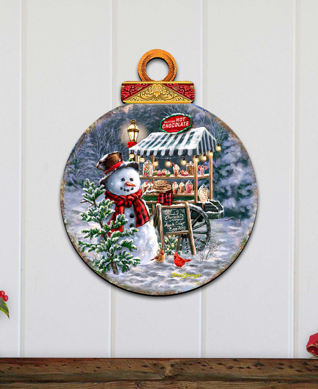 Hot Chocolate Stand - Frosty Fun Holiday Door Decor by D. Gelsinger - Christmas Santa Snowman Decor - 8611087H-DG