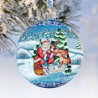 Woodland Watcher Ball Glass Ornament Limited Edition by G. DeBrekht - Christmas Santa Snowman Decor - 73849