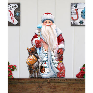 Santa and a Honey Bear Door Decor by G. DeBrekht - Christmas Santa Snowman Decor - 8128811H