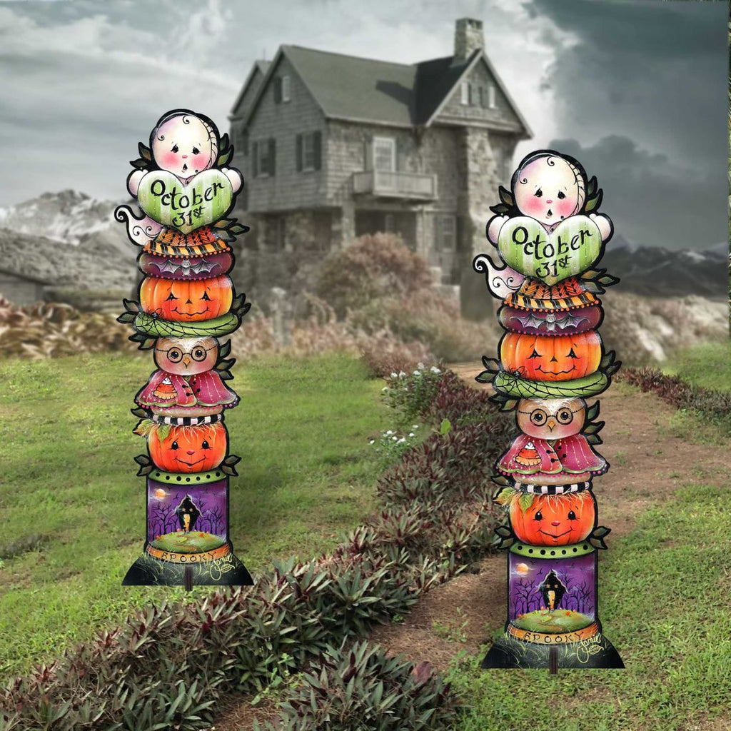 Boo Walkway Greeters Set of 2 Halloween Outdoor Decor by Jamie Mills-Price - Thanksgiving Halloween Decor - 8457802F-S2