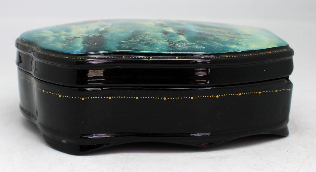 Handpainted One-of-a-Kind Papier Mache Lacquered Miniature Box 6 x 6 x 2