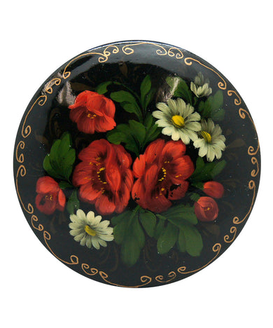 Handpainted Lacquered Miniature Jewelry Brooch Pin by G.DeBrekht Unique Handmade Gift Collectible and Home Decoration