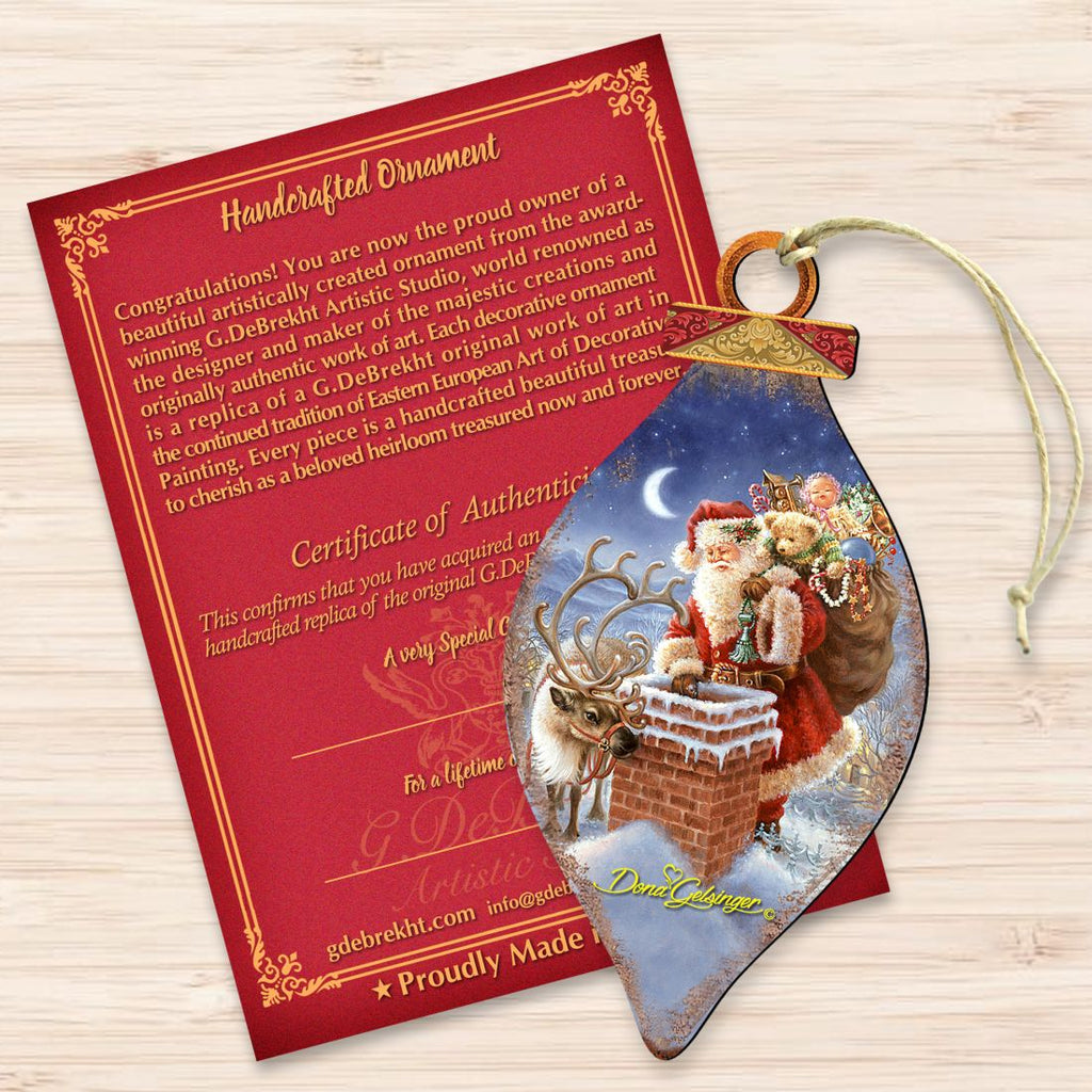 Faithful Friends Santa Wooden Ornaments by Gelsinger - Christmas Santa Snowman Decor - 8041050-0105