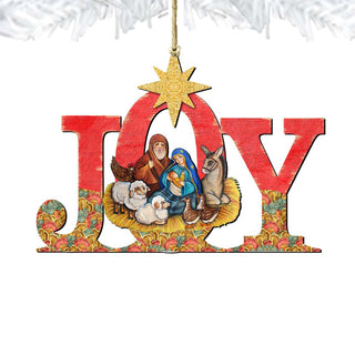 Joy Nativity Wooden Ornaments by G. DeBrekht - Nativity Holiday Decor - 8121454