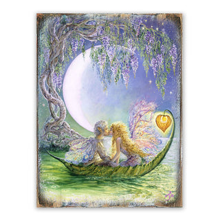 Wisteria Moon Fantasy Wooden Wall Art by Josephine Wall - Fantasy Decor - 852141-JW