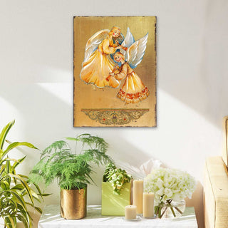 Angels Watching Over You Wooden Gold Plated Religious Christian Sacred Icon - Inspirational Icon Decor - 85046