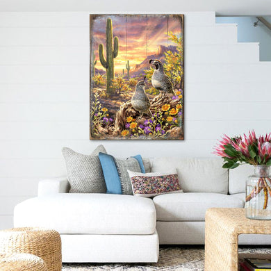 Quail Vista Art Wooden Wall Art by D. Gelsinger - Nature Wildlife Decor - 95654B-1623