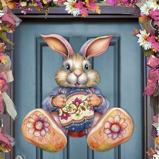Easter Bunny Boy with Egg Holiday Door Decor by G. Debrekht - Easter Spring Decor - 8652767H