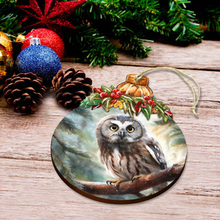 Alaskan Boreal Owl Wooden Ornaments by G.Debrekht - Wildlife Holiday Decor - 870022