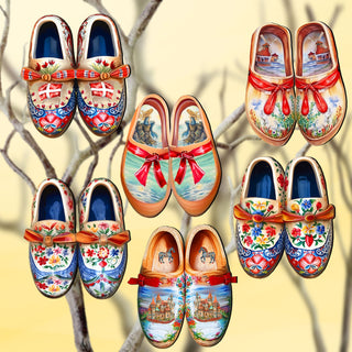 Danish Shoes Clip-On Eco Wood Decorative Ornaments Set of 6 by G. Debrekht - Love Family Decor - 8090073C-S6