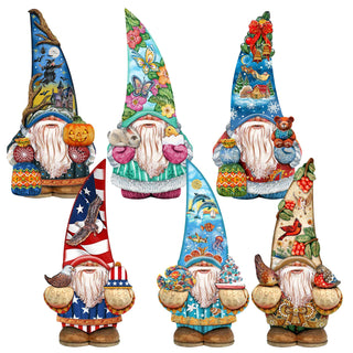 Holiday Gnomes Decorative Eco Wood Magnets Set of 6 by G. Debrekht - Christmas Decor - 8090138G-S6
