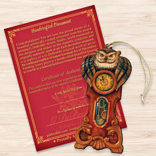 Owl Clock Wooden Ornaments Halloween by G. DeBrekht - Thanksgiving Halloween Decor - 8153311